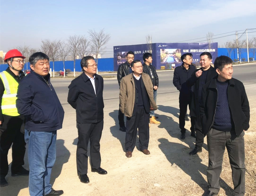 枣庄市人大常委会副主任刘振学一行察看枣庄市世纪大道总承包项目